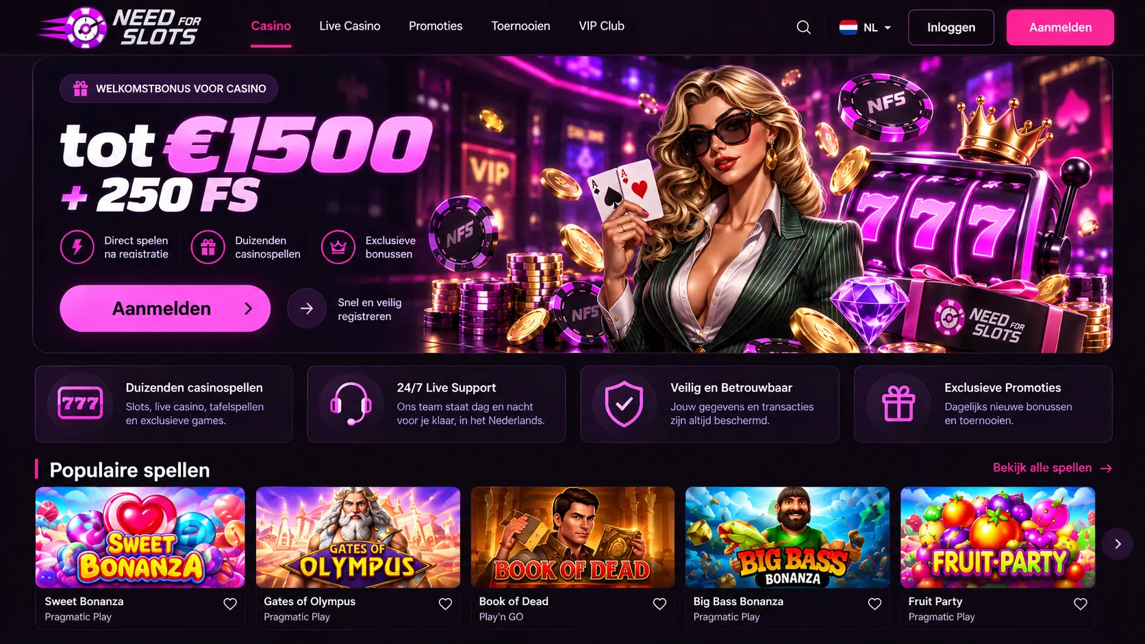 Needforslots Nederland: Casino Games, Live Spelen en Bonus image 1