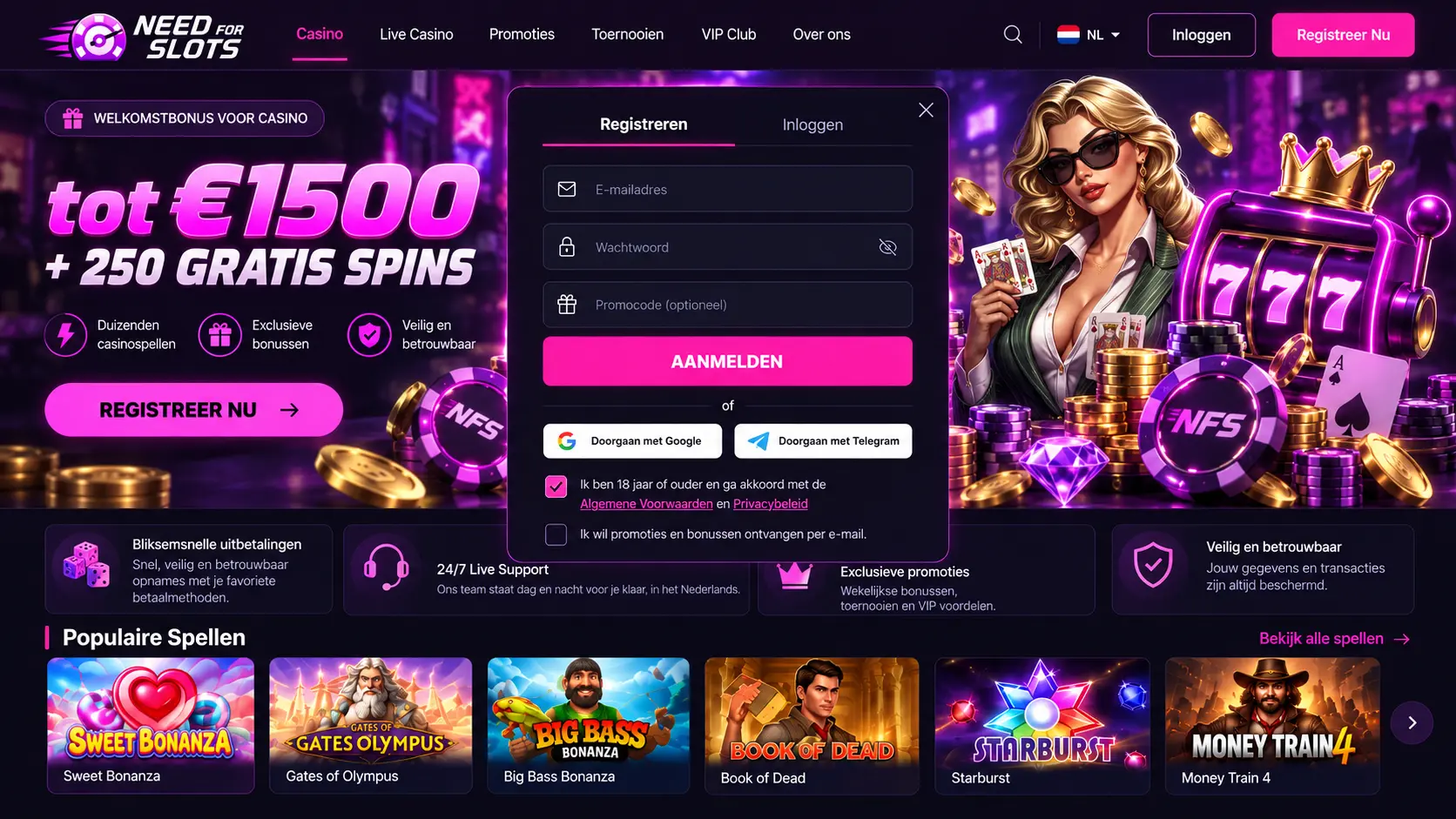 Needforslots Nederland: Casino Games, Live Spelen en Bonus image 2