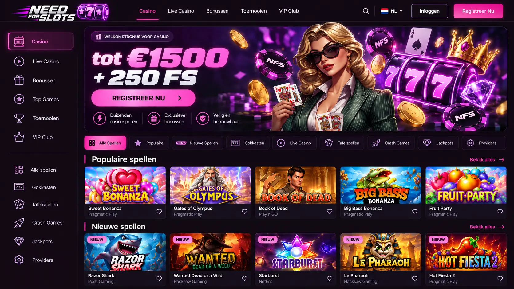 Needforslots Nederland: Casino Games, Live Spelen en Bonus image 3